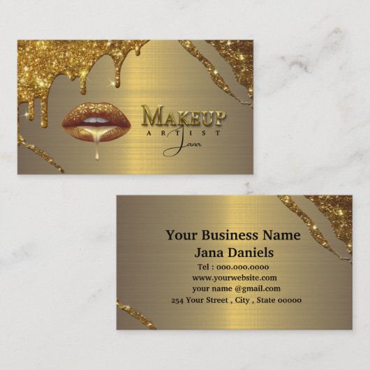 Artiest maken met gouden druppeltjes visitekaartje (Voorkant / Achterkant)
