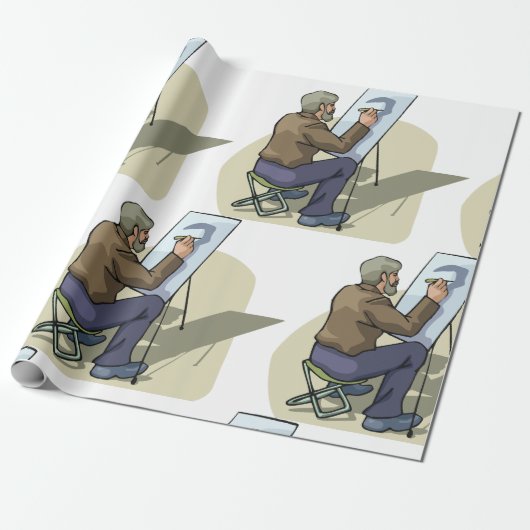 Artiest op het werk cadeaupapier (Uitgerold)