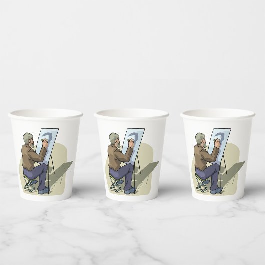 Artiest op het werk papieren bekers
