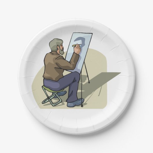 Artiest op het werk papieren bordje (Voorkant)