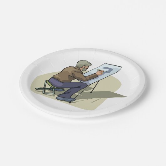 Artiest op het werk papieren bordje (Gekanteld)