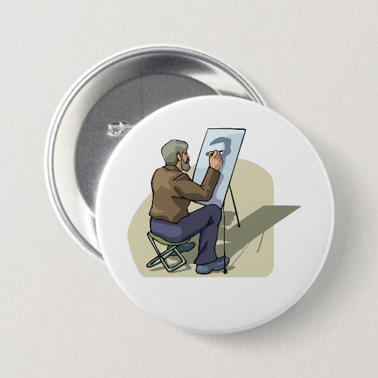 Artiest op het werk ronde button 7,6 cm (Voorkant /achterkant)