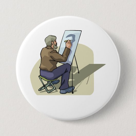 Artiest op het werk ronde button 7,6 cm (Voorkant)