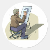 Artiest op het werk ronde sticker (Voorkant)