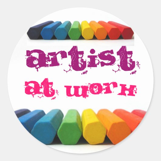 Artiest op het werk ronde sticker (Voorkant)