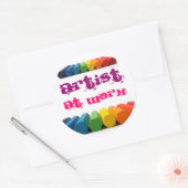 Artiest op het werk ronde sticker (Envelop)