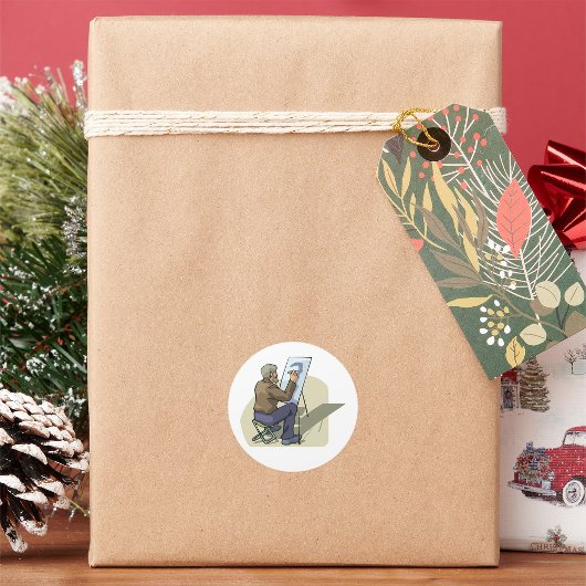 Artiest op het werk ronde sticker