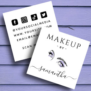 Artiest Paars Eye Brow Social Media QR Code Vierkante Visitekaartje