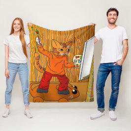 Artiest Painter Cat Fleece Deken