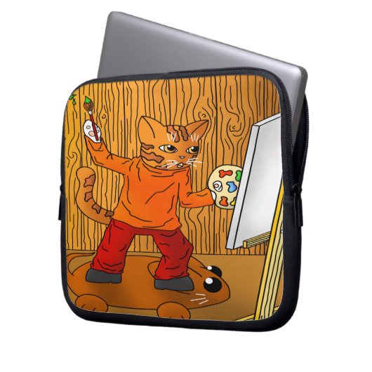 Artiest Painter Cat Laptop Sleeve (Voorkant Links)