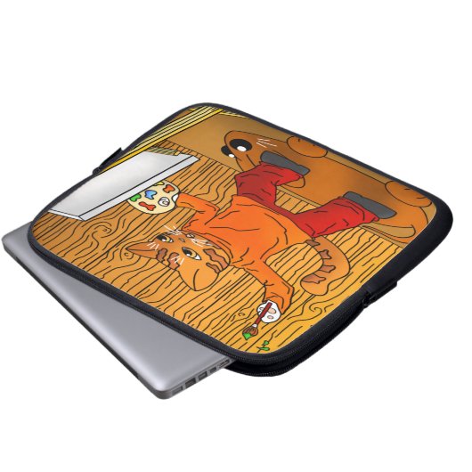 Artiest Painter Cat Laptop Sleeve (Voorkant onderkant)