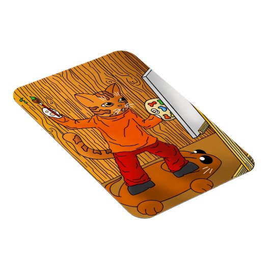 Artiest Painter Cat Magnet Magneet (Rechterzijde)