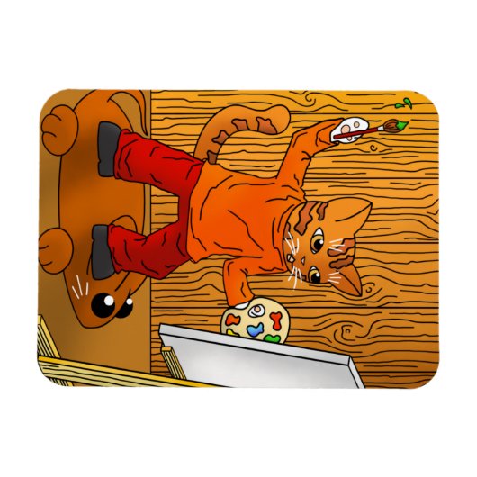 Artiest Painter Cat Magnet Magneet (Horizontaal)