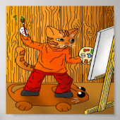 Artiest Painter Cat Poster (Voorkant)
