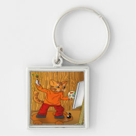 Artiest Painter Cat Sleutelhanger