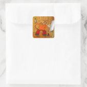 Artiest Painter Cat Vierkante Sticker (Tas)