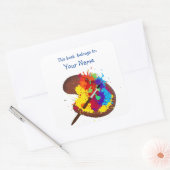 Artiest Palet & Paint Fun Bookplate Vierkante Sticker (Envelop)