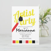Artiest Palette Birthday Yellow Red Kaart (Staand voorkant)