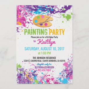 Artiest Palette Paint Splashes Verjaardag Kaart