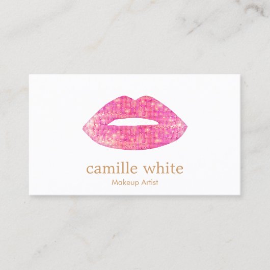 Artiest Pink Sequin Lips Visitekaartje (Voorkant)