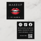 Artiest Red Lips Salon Social Media QR Code Vierkante Visitekaartje (Voorkant / Achterkant)