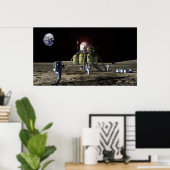 Artiest renditie van een nieuw ruimteschip naar de poster (Thuiskantoor)