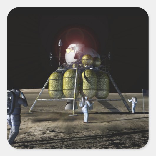 Artiest renditie van een nieuw ruimteschip naar de vierkante sticker (Voorkant)