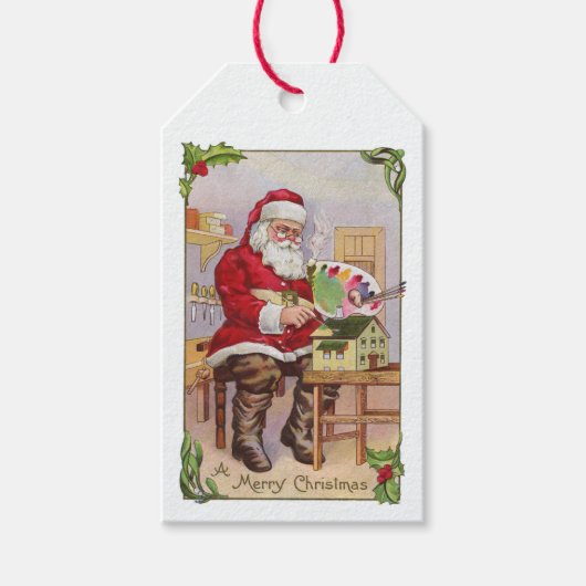 Artiest Santa Clause VIntage Kerst Gift Label Cadeaulabel (Voorkant)