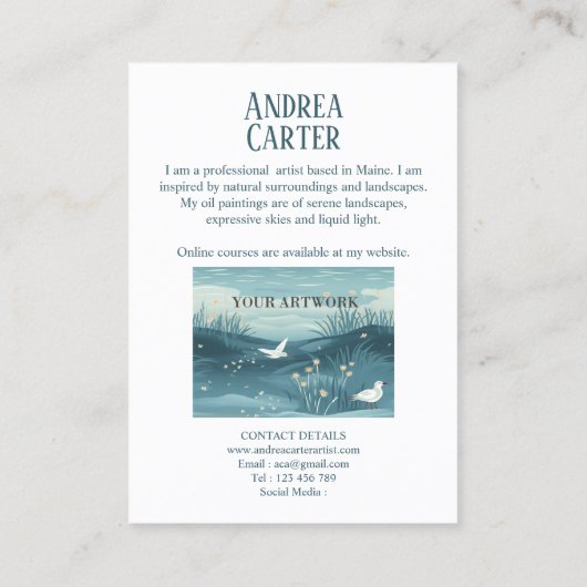 Artiest Schilder Promotie Visitekaartje (Achterkant)