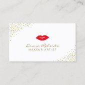 Artiest Simple Red Lips Gold Confetti Stippen Visitekaartje (Voorkant)