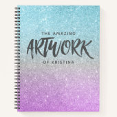Artiest Sketchbook Elegant Blue Paars Glitter Notitieboek (Voorkant)