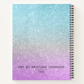 Artiest Sketchbook Elegant Blue Paars Glitter Notitieboek (Achterkant)