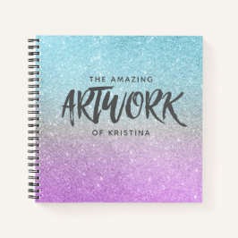 Artiest Sketchbook Elegant Blue Paars Glitter Notitieboek