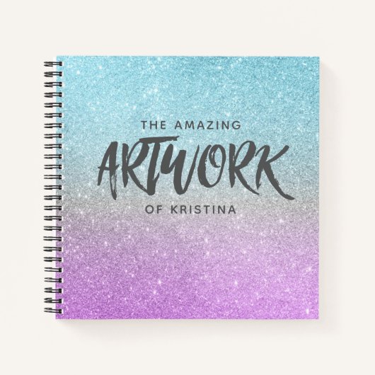 Artiest Sketchbook Elegant Blue Paars Glitter Notitieboek (Voorkant)