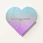 Artiest Sketchbook Elegant Blue Paars Glitter Notitieboek (Achterkant)