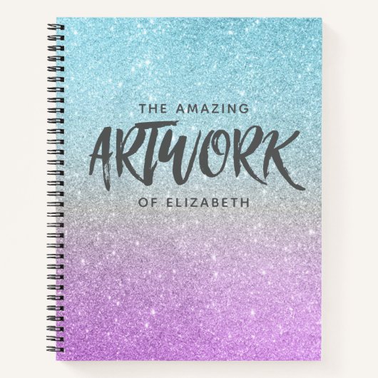 Artiest Sketchbook Elegant Blue Paars Glitter Notitieboek (Voorkant)