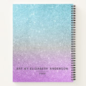 Artiest Sketchbook Elegant Blue Paars Glitter Notitieboek (Achterkant)