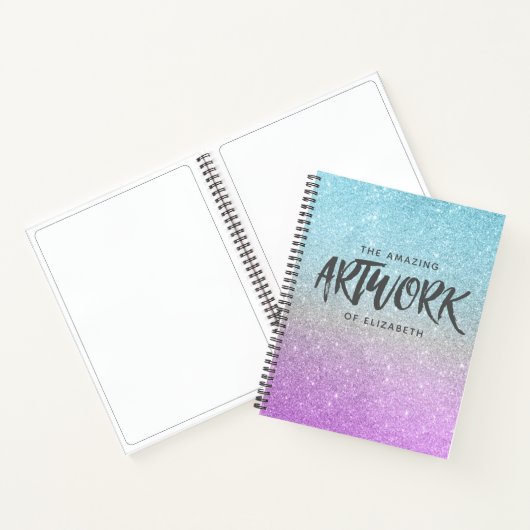 Artiest Sketchbook Elegant Blue Paars Glitter Notitieboek (Binnen)