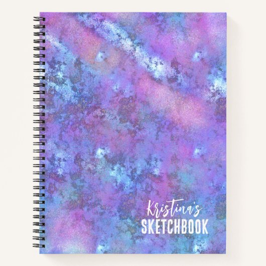 Artiest Sketchbook Elegant Blue Paars Holographic Notitieboek (Voorkant)
