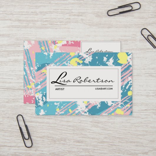 Artiest Studio Art Draw School Teacher Palet Kaart Visitekaartje (Voorkant / Achterkant in situ)