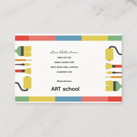 Artiest Studio Art Draw School Teacher Palet Kaart Visitekaartje (Achterkant)