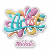 Artiest Typografie, Kleurrijk, Modern, Stijlvol Sticker (Voorkant)