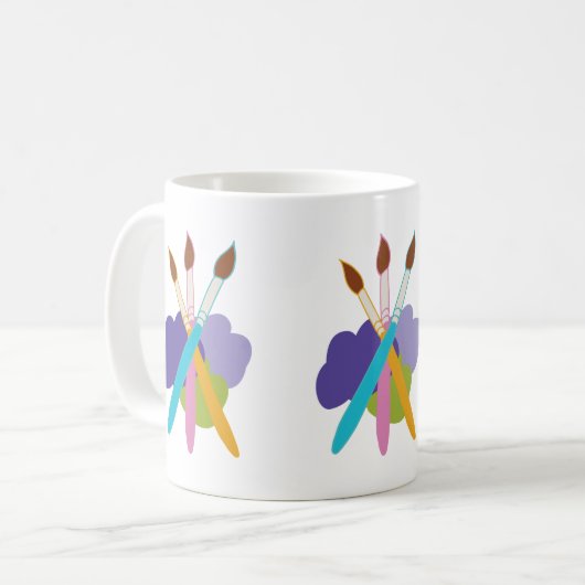 Artiest van Brushes on Blobs of Paarse and Green Koffiemok (Voorkant links)