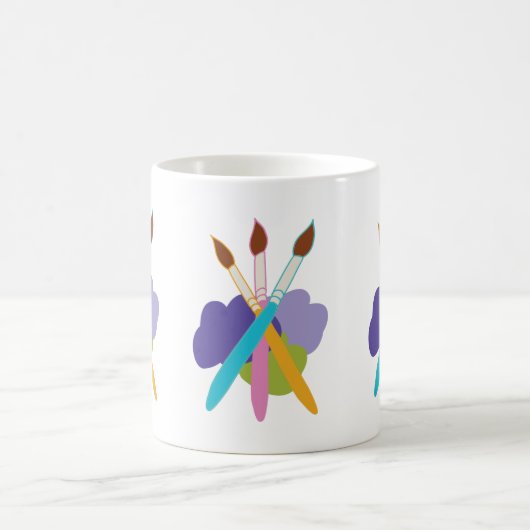 Artiest van Brushes on Blobs of Paarse and Green Koffiemok (Center)