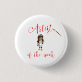 Artiest van de week met penseel ronde button 3,2 cm (Voorkant)