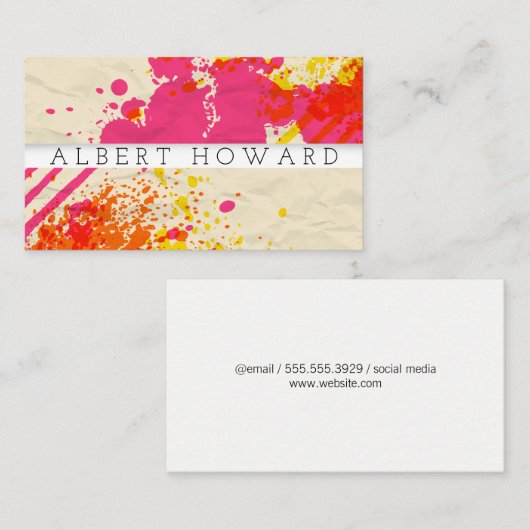 artiest | verfspatten | Moderne schilder Schepper Visitekaartje (Voorkant / Achterkant)