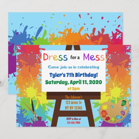 Artiest Verjaardag Party Uitnodiging (Voorkant / Achterkant)