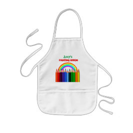 Artiest voor regenboog en kleurenpennen kinder schort