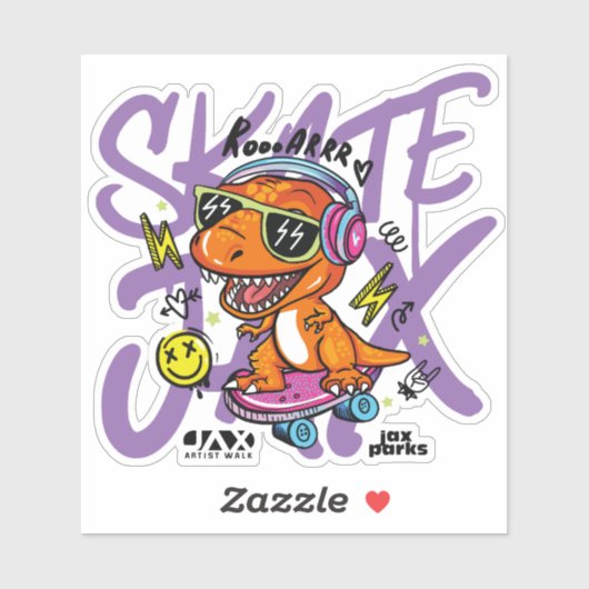 Artiest Walk Schaats Park Dino Sticker (Vel)