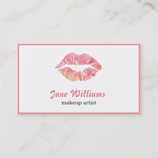 Artiest Water Kleur Lips Beauty Salon Visitekaartje (Voorkant)